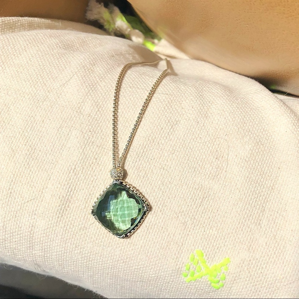 David Yurman Prasiolite and Diamond Necklace